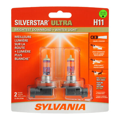 SYLVANIA H11 SilverStar ULTRA Halogen Headlight Bulb, 2 Pack