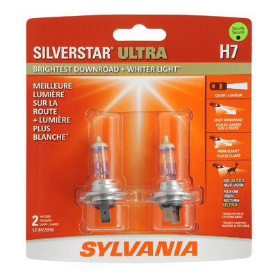 SYLVANIA H7 SilverStar ULTRA Halogen Headlight Bulb, 2 Pack