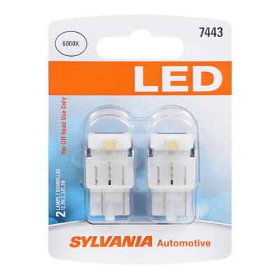 SYLVANIA 7443 WHITE SYL LED Mini Bulb, 2 Pack